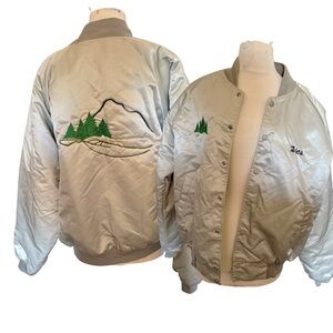 Rare hartwell sports Silver Bomber Jacket Embroidered pine tree Details vintage